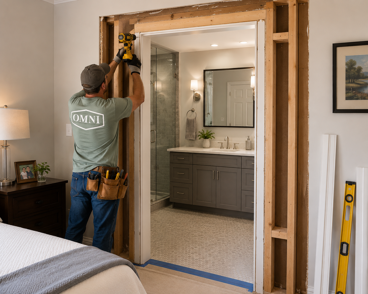 Omni HomeWorks technician completing a home repair