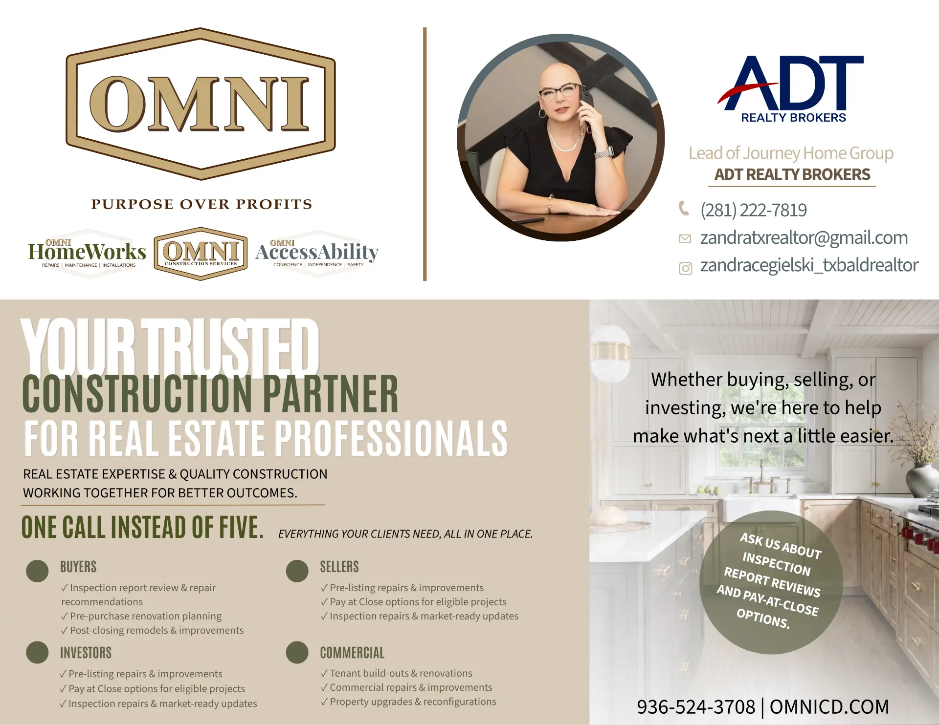 Co-branded Omni and ADT Realty Brokers one-pager for realtor client packets